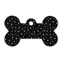 Black And White Intricate Geometric Print Dog Tag Bone (two Sides) by dflcprintsclothing