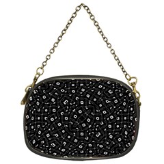 Black And White Intricate Geometric Print Chain Purse (one Side)