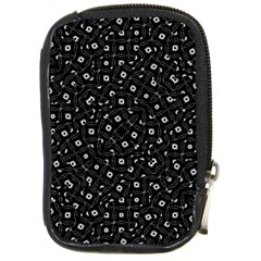 Black And White Intricate Geometric Print Compact Camera Leather Case by dflcprintsclothing