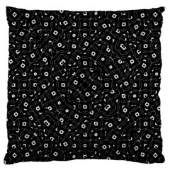 Black And White Intricate Geometric Print Large Cushion Case (one Side) by dflcprintsclothing