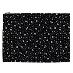 Black And White Intricate Geometric Print Cosmetic Bag (xxl) by dflcprintsclothing