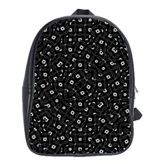 Black And White Intricate Geometric Print School Bag (xl) by dflcprintsclothing