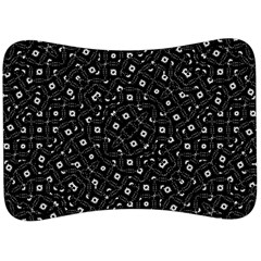 Black And White Intricate Geometric Print Velour Seat Head Rest Cushion by dflcprintsclothing