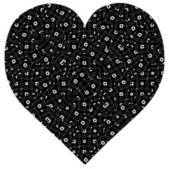 Black And White Intricate Geometric Print Wooden Puzzle Heart by dflcprintsclothing