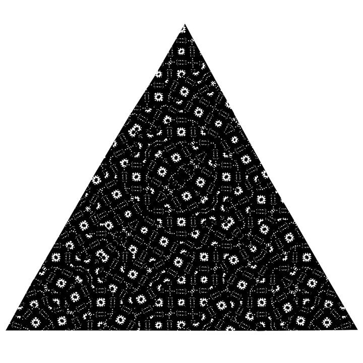 Black And White Intricate Geometric Print Wooden Puzzle Triangle