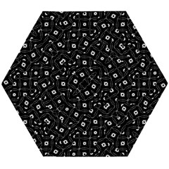 Black And White Intricate Geometric Print Wooden Puzzle Hexagon by dflcprintsclothing