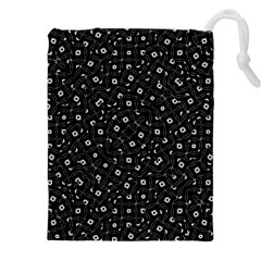 Black And White Intricate Geometric Print Drawstring Pouch (5xl) by dflcprintsclothing