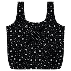 Black And White Intricate Geometric Print Full Print Recycle Bag (xxl)