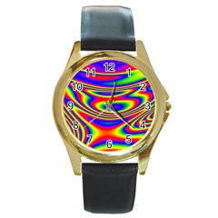 Rainbow Round Gold Metal Watch