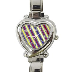 Colorful Strips Heart Italian Charm Watch