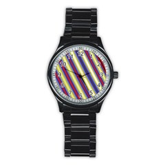 Colorful Strips Stainless Steel Round Watch by Sparkle