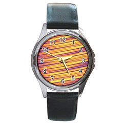 Strips Hole Round Metal Watch by Sparkle