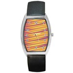 Orange Strips Barrel Style Metal Watch Front