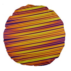 Orange Strips Large 18  Premium Round Cushions by Sparkle