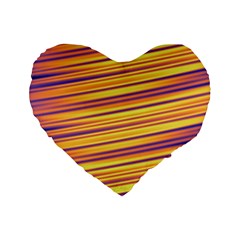 Orange Strips Standard 16  Premium Heart Shape Cushions by Sparkle