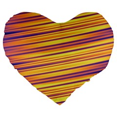 Orange Strips Large 19  Premium Heart Shape Cushions by Sparkle