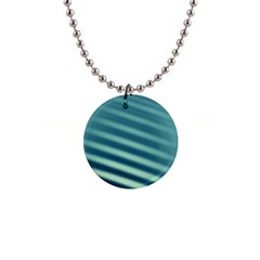 Blue Strips 1  Button Necklace by Sparkle