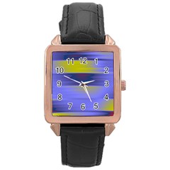 Blue Strips Rose Gold Leather Watch  by Sparkle