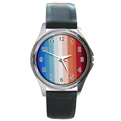 Blue,white Red Round Metal Watch by Sparkle