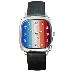 Blue,white Red Square Metal Watch by Sparkle