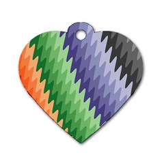 Zigzag Waves Dog Tag Heart (two Sides) by Sparkle