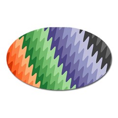 Grey Strips Oval Magnet