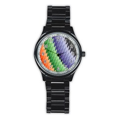 Grey Strips Stainless Steel Round Watch by Sparkle