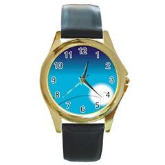 Fishing Round Gold Metal Watch by Sparkle