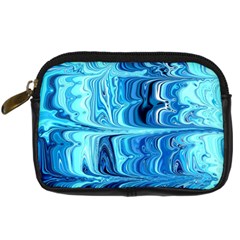 Blue Waves Digital Camera Leather Case by Sparkle