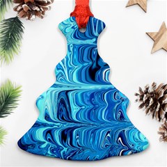 Blue Waves Christmas Tree Ornament (two Sides) by Sparkle