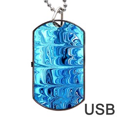 Blue Waves Dog Tag Usb Flash (one Side) by Sparkle