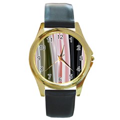 Satin Strips Round Gold Metal Watch by Sparkle