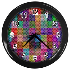 Random Colors Hexagon Wall Clock (black)