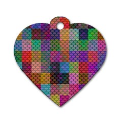 Random Colors Hexagon Dog Tag Heart (two Sides) by Sparkle