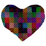 Random Colors Hexagon Large 19  Premium Heart Shape Cushions Back