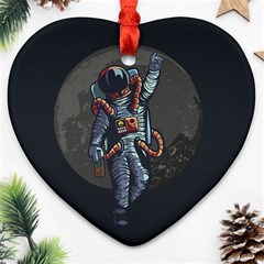 Illustration Drunk Astronaut Ornament (heart) by Vaneshart