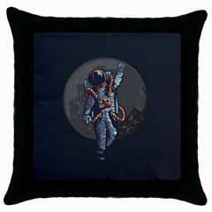 Illustration Drunk Astronaut Throw Pillow Case (black) by Vaneshart