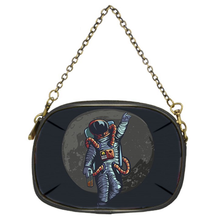 Illustration Drunk Astronaut Chain Purse (Two Sides)