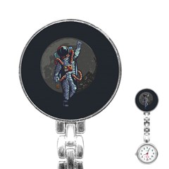 Illustration Drunk Astronaut Stainless Steel Nurses Watch by Vaneshart