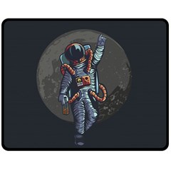 Illustration Drunk Astronaut Double Sided Fleece Blanket (medium)  by Vaneshart