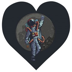 Illustration Drunk Astronaut Wooden Puzzle Heart by Vaneshart