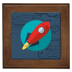 Rocket With Science Related Icons Image Framed Tile by Vaneshart