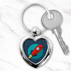 Rocket With Science Related Icons Image Key Chain (heart) by Vaneshart