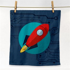 Rocket With Science Related Icons Image Face Towel by Vaneshart