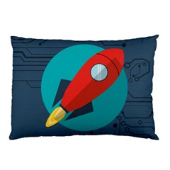 Rocket With Science Related Icons Image Pillow Case by Vaneshart