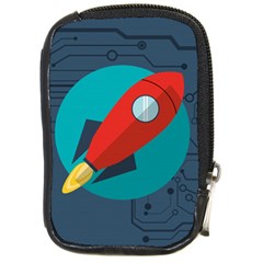 Rocket With Science Related Icons Image Compact Camera Leather Case by Vaneshart