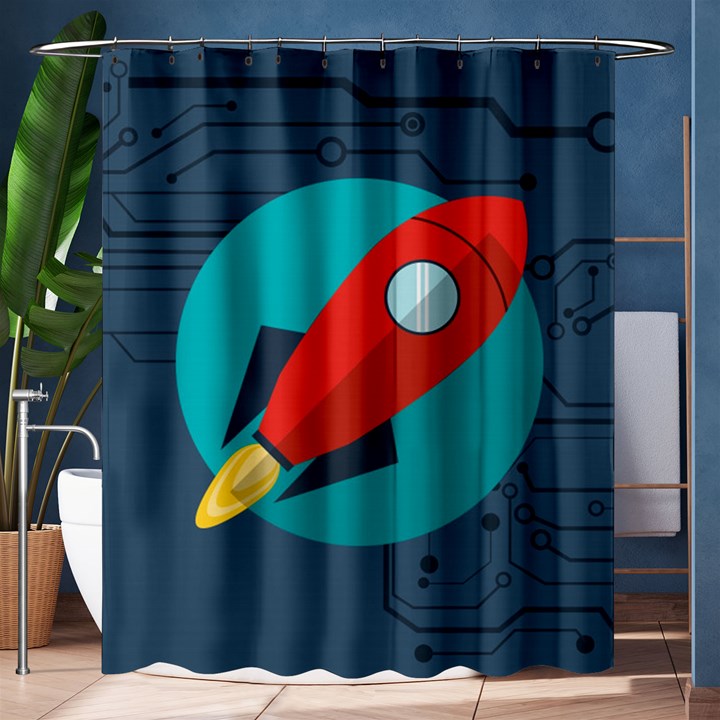 Rocket With Science Related Icons Image Shower Curtain 60  x 72  (Medium) 