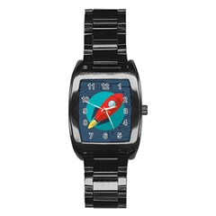 Rocket With Science Related Icons Image Stainless Steel Barrel Watch by Vaneshart