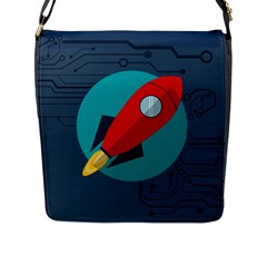 Rocket With Science Related Icons Image Flap Closure Messenger Bag (l) by Vaneshart