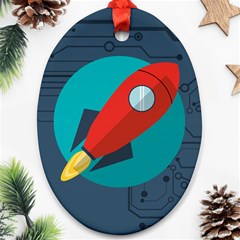 Rocket With Science Related Icons Image Ornament (oval) by Vaneshart